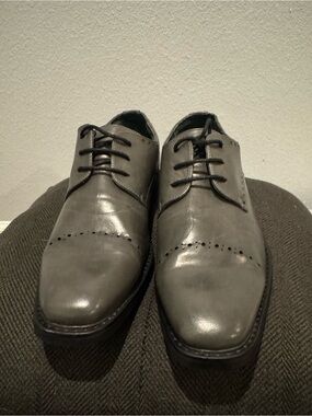 Todd Welsh Gray Leather Cap Toe Oxford Dress Shoes Men’s Size 10